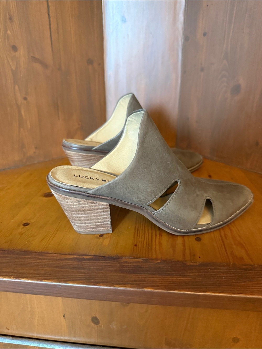 Lucky Brand Orinthia Leather Cutout Mule Booties - Size 8M